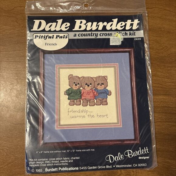 Dale Burdett Country Cross Stitch Pitiful Pals Friendship Warms The Heart 1985 - Picture 1 of 4